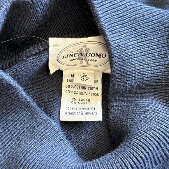 Vintage Linea Uomo  Navy Blue Long Sleeve Pullover Sweater Sz Large Mock Italy - Picture 5 of 7